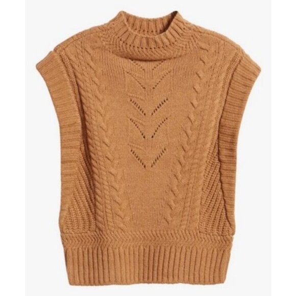 💕WIT & WISDOM💕 Cable Stitch Mock Neck Sweater Vest ~ Nutmeg Brown XL NWT - Picture 6 of 14